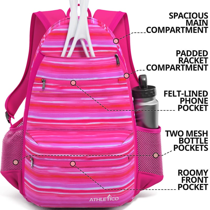 Athletico Compact City Tennis Backpack (Pink) - Image 2